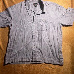EOTAC Men Large Blue Gray Button Up Operator Grade Pocket Utility Work Shirt (N)